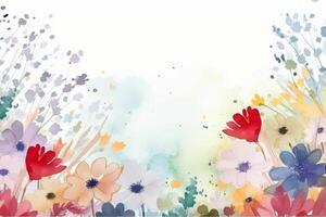 Watercolor floral frame background. Illustration photo