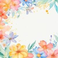 Watercolor floral frame background. Illustration photo