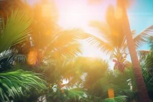Summer tropical background. Illustration AI Generative photo