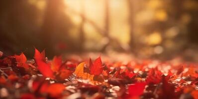 otoño que cae hojas antecedentes. ilustración ai generativo foto