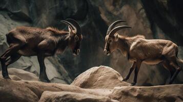 Ibex fight. Illustration photo