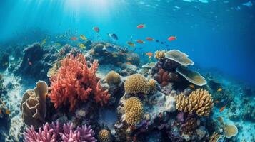hermosa mar arrecife antecedentes. ilustración ai generativo foto