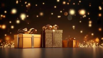 Glossy background with gift boxes. Illustration photo
