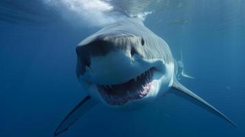 genial blanco tiburón. ilustración ai generativo foto
