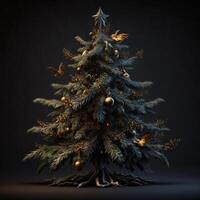 Christmas tree background. Illustration AI Generative photo