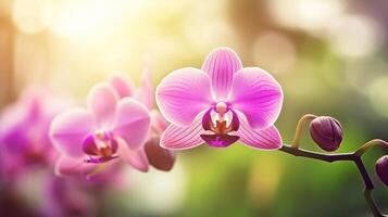 Pink orchid natural background. Illustration photo