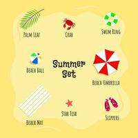 Summer Beach Vacation Icon Set vector