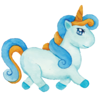 azul unicornio cumpleaños ornamento acortar Arte elemento transparente antecedentes png