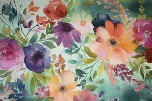 Use watercolor floral patterns to create unique and colorful fabric designs for dresses, skirts, and blouses, generate ai photo