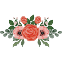 Rose avec pivoine fleur bouquet agrafe art élément transparent Contexte png