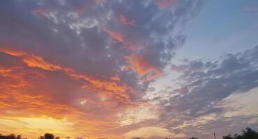 panorámico noche cielo y nubes en el Mañana antecedentes generativo ai foto