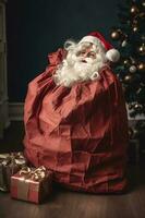 Santa Claus blowing magic snow of his hands, generate ai photo