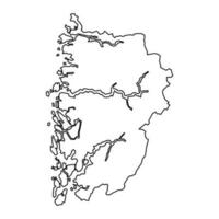 Vestland county map, administrative region of Norway. Vector illustration.