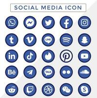 social medios de comunicación icono azul vector