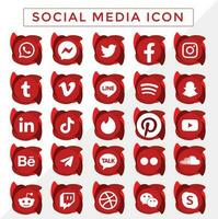 social medios de comunicación icono rojo vector