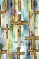 Crucifixion Of Jesus Christ - Cross At Sunset, generate ai photo