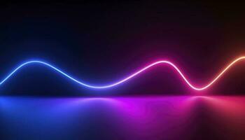 3d rendering, the abstract background of colorful neon wavy lines glowing in the dark. Modern simple wallpaper, generates ai photo