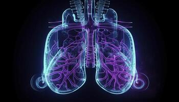 Smoky lungs of a smoker on a dark background isolate medical concept 3d illustration photo