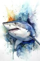 White shark marine predator big open mouth,, generate ai photo