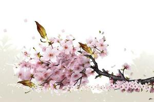 Cherry Blossoms isolated on white background, generate ai photo