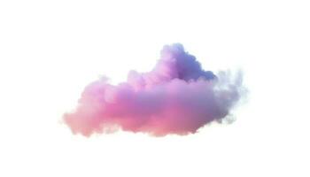 3d render, glowing colorful soft cloud isolated on white background. Fluffy cumulus atmosphere phenomenon. Realistic sky clip art element, generate ai photo