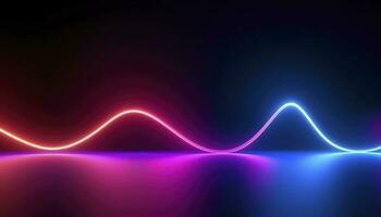 3d rendering, the abstract background of colorful neon wavy lines glowing in the dark. Modern simple wallpaper, generates ai photo