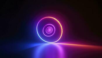 3d render, abstract geometric neon background, glowing spiral line, simple helix. Minimalist wallpaper, generate ai photo