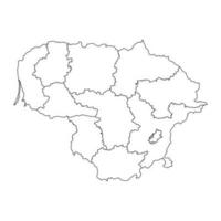 Lithuania map with counties. Vector illustration.