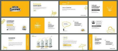 presentación y diapositiva diseño antecedentes. diseño amarillo color verano tema modelo. utilizar para fundamental, presentación, deslizar, folleto, publicidad, modelo. vector