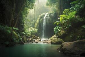 waterfall in a tropical jungle photo