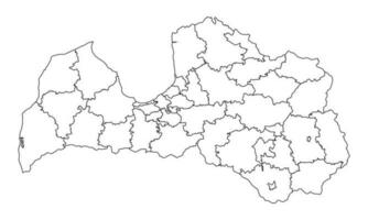 Latvia map with administrative division. Vector illustration.