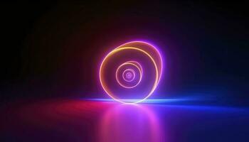 3d render, abstract geometric neon background, glowing spiral line, simple helix. Minimalist wallpaper, generate ai photo