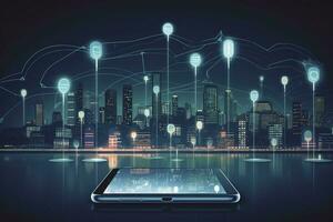 Modern smart home management systems use augmented reality, Smart building, The smart home isolated background, Generate Ai photo