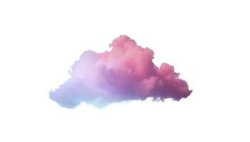 3d render, glowing colorful soft cloud isolated on white background. Fluffy cumulus atmosphere phenomenon. Realistic sky clip art element, generate ai photo