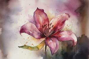 a watercolor painting of a single flower, adding texture and detail to capture its unique characteristics, such as the delicate petals of a rose or the intricate stamen of a lily, generate ai photo