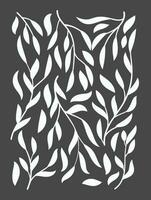 Abstract botanical art background vector. Natural hand drawn pattern design with white leaves, branches. Simple contemporary style illustrated Design for fabric, print, cover, banner, wallpaper. vector