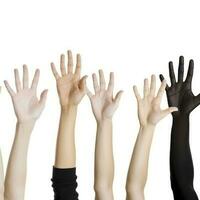 Woman holding her hands against white background, closeup, generate ai photo