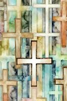 Crucifixion Of Jesus Christ - Cross At Sunset, generate ai photo