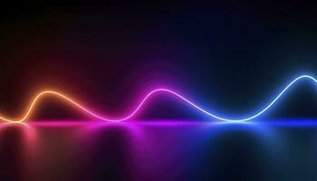 3d rendering, the abstract background of colorful neon wavy lines glowing in the dark. Modern simple wallpaper, generates ai photo