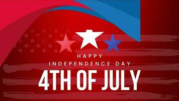 contento 4 ° di luglio - Stati Uniti d'America indipendenza giorno luglio 4 ° testo animazione 4k metraggio con Stati Uniti d'America bandiera nel sfondo video