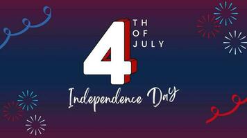 contento 4 ° di luglio - Stati Uniti d'America indipendenza giorno luglio 4 ° testo animazione 4k metraggio video