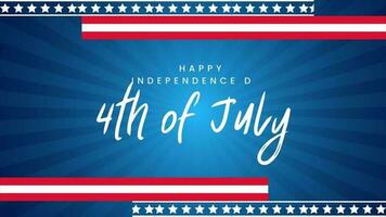 gelukkig 4e van juli - gelukkig onafhankelijkheid dag juli 4e Verenigde Staten van Amerika onafhankelijkheid dag tekst animatie 4k beeldmateriaal met sterren en strepen video