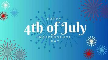 contento 4 ° di luglio - Stati Uniti d'America indipendenza giorno luglio 4 ° testo animazione 4k metraggio con fuochi d'artificio video