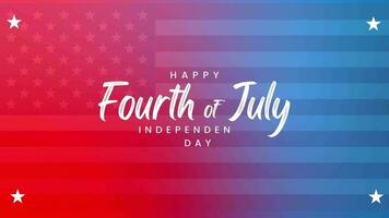 Lycklig 4:e av juli - USA oberoende dag juli 4:e text animering 4k antal fot med USA flagga i bakgrund video