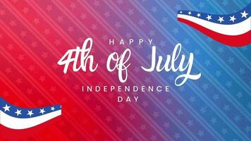 Lycklig 4:e av juli - USA oberoende dag juli 4:e text animering 4k antal fot med stjärnor och Ränder bakgrund video