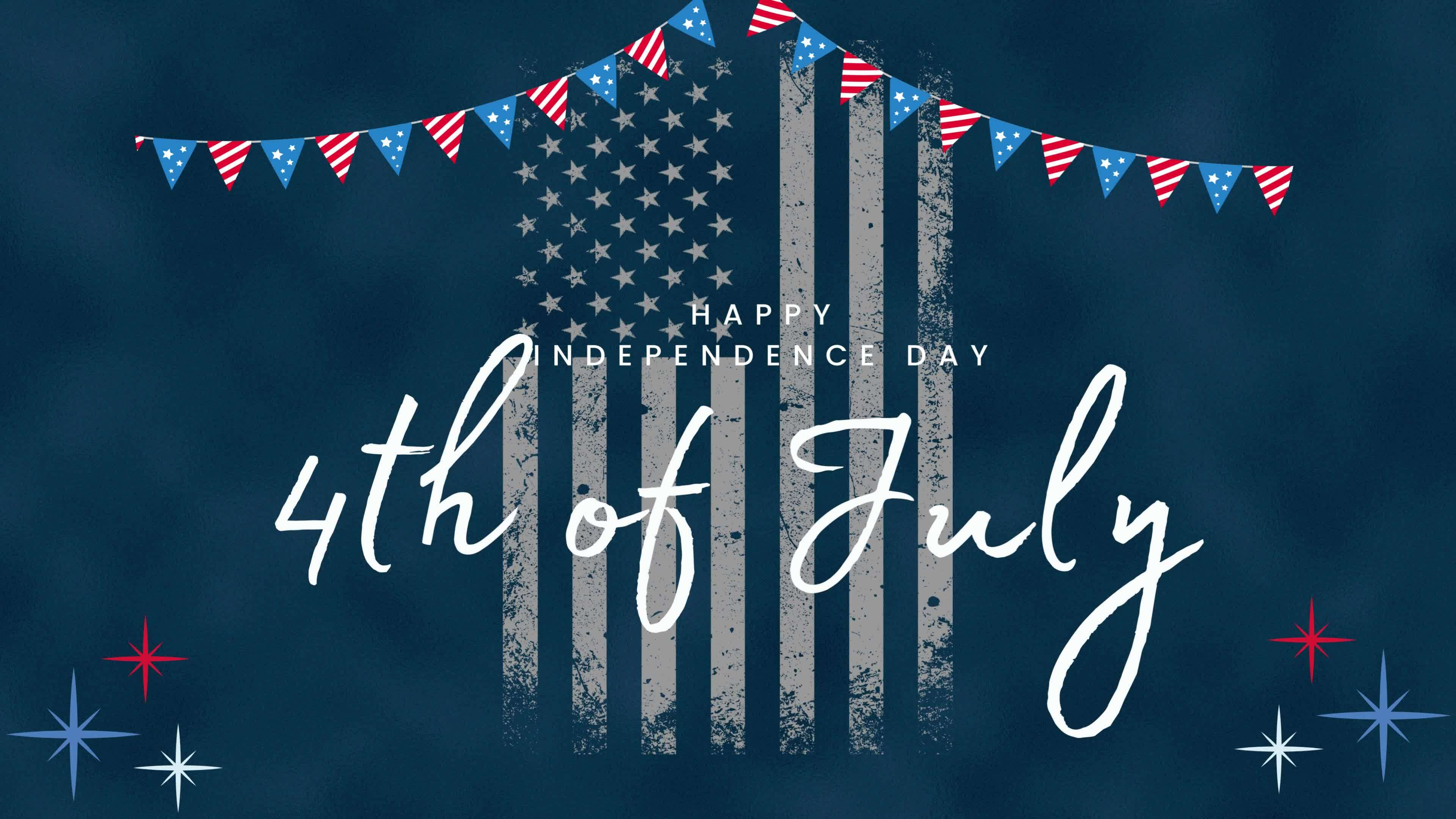 Happy 4th of July USA Independence Day July 4th text animation 4k