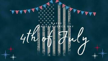 feliz 4º do Julho - EUA independência dia Julho 4º texto animação 4k cenas com EUA bandeira Buntings video