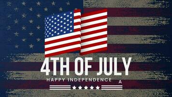contento 4to de julio - Estados Unidos independencia día julio 4to texto animación 4k imágenes con Estados Unidos bandera en antecedentes video