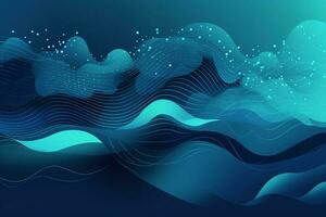 abstract blue wave background, in the style of precisionist lines, organic contours, james turrell, spirals and curves, ultrafine detail, rim light, soft-edged, generate ai photo