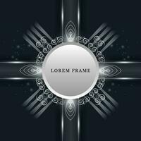 elegant silver rounded frame flourish design vector